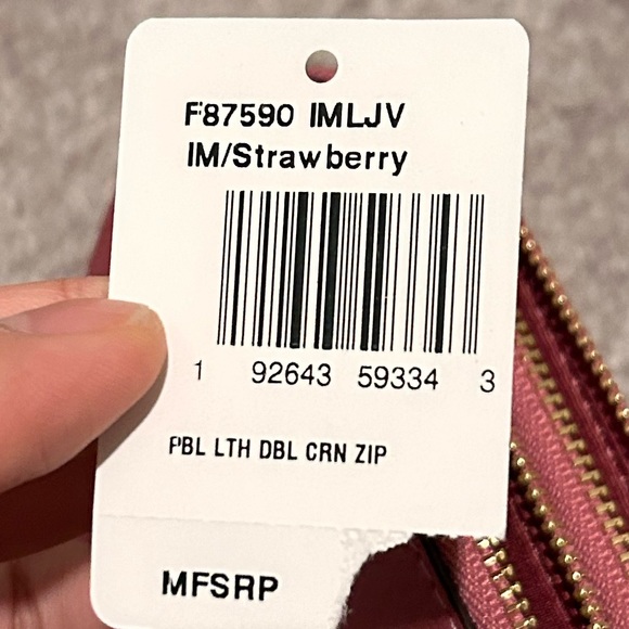 COACH F87590 STRAWBERRY PINK DOUBLE ZIPPER CORNER ZIP - Picture 11 of 11